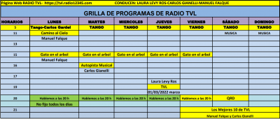 Grilla Programas TVL RADIO